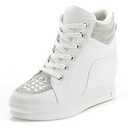 Ckrola Womens Fashion Platform Shoes Hidden Wedge Heel High Top Sneakers for Women Platform Boots Working Shoes Women, 8-8.5