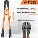 KSEIBI 141585 Heavy-Duty Medium Size Bolt Cutter 24" for Cutting Fence, Steel Wire, Chain, Screws, Rivet, and Medium Padlock, with Soft Grip Rubber Ergonomic Handle Cutters