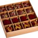 Athoinsu 16 Pack Velvet Christmas Ornaments 2.36 Inch Red Flocked Christmas Balls Shatterproof Holiday Tree Decorations with Gold Glitter Designs and Hanging Strings for Christmas Tree Decor