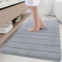 Buganda Memory Foam Bath Mat, 47" x 32", Ultra Soft and Non-Slip Bathroom Rugs, Water Absorbent and Machine Washable Bath Rug Runner for Bathroom, Shower, and Tub, Medium Grey
