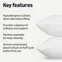 Amazon Basics Square Hypoallergenic Down Alternative Pillow Insert, Machine Washable, Softness and Support, 20 inch, 2-Pack