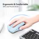 TECKNET Wireless Mouse, 2.4G Ergonomic Optical Mouse, Computer Mouse for Laptop, PC, Computer, Chromebook, Notebook, 6 Buttons, 24 Months Battery Life, 2600 DPI, 5 Adjustment Levels - Lightblue