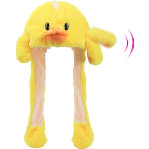 Bubblepompom Animal Hat with Ears Moving Jumping Pop Up Beating Hat Plush Holiday Cosplay Dress Up Funny Gift for Kids