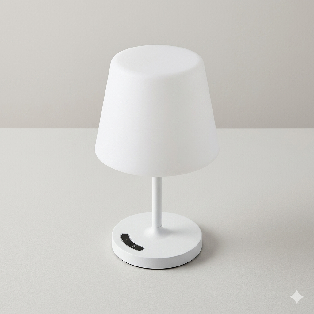 Cordless Touch Table Lamp, 4000mAh Rechargeable Small Desk Lamp with 3 Color Temperatures & Stepless Dimming, Portable LED Bedside Lamp for Bedroom, Living Room, Patio & Camping, White