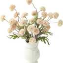 Floroom 6pcs Beige Faux Silk Mums Artificial Flowers, Bulk Fake Small Mini Chrysanthemums with Stems for DIY Champagne Wedding Centerpieces Floral Arrangements Vase Fillers Home Decorations