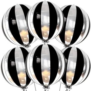 Katchon, Big 22 Inch Black and Silver Balloons - Pack of 6, Silver and Black Balloons For Graduation Decorations 2026 | Black Silver Balloon for Black and White Party Decorations | Birthday Decoration