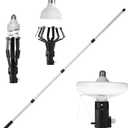12FT Pole Light Bulb Changer for High Ceilings - Sturdy & Durable, Easy to Assemble - Incandescent Removal Tool with 8-Finger Cage & Suction Cup - Fits Standard/Medium/Large LED Bulbs