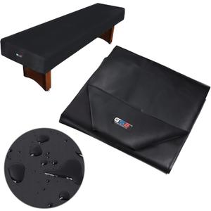 GSE Games & Sports Expert 12' Black Heavy-Duty Leatherette Shuffleboard Table Cover for Shuffleboard Table Accessories
