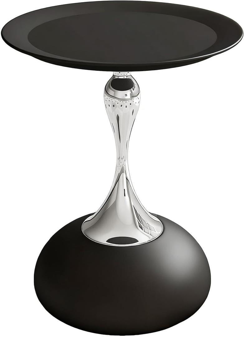 Metal Round End Table,Accent Side Table for Living Room,Black,15.7"Lx 19.7H