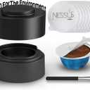 Nessus Vertuo Reusable Pods Kit, 50 Pcs [ALSeal EZ FIT] Aluminum Foil Seals for Nespresso Capsules Vertuoline, Holder and Brush, Fits for Refillable Vertuo Pods(Pods Not Included)