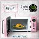 Nostalgia Countertop Microwave Oven with Easy Clean Interior - Retro Microwave with LED Display & Child Lock- Compact 0.7 Cu. Ft. Oven With 12 Pre-Programmed Settings for Quick Cooking- 700-Watts-Pink