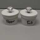 HAOTOP Salt and Pepper Bowls with Crystal Lid, 12.5 oz Ceramic Salt Pepper Container for Countertop,Farmhouse Kitchen Decor, Set of 2 (Silver)