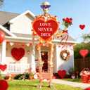 12FT Skeleton Valentine Outfit, Giant Skeleton Clothes Accessories with LED Heart Light String, Sunglasses, Roses & Heart Hanging Sign, Romantic Outdoor Lawn & Garden Display, Skull Not Included