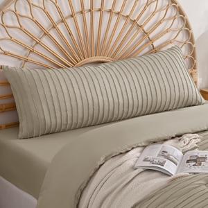 JELLYMONI Pillowcases Body Size Khaki 1 Pack Boho Striped Bed Pillow Covers 20x54in Polyester Envelope Pillow Shams Tufted Bohemian Textured (Pillows are not Included)