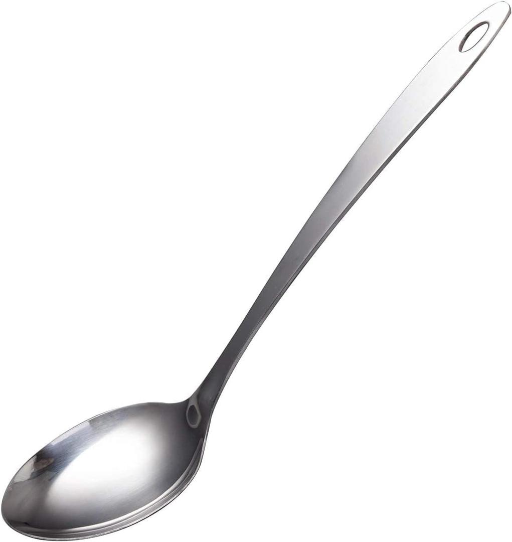 IMEEA Stainless Steel Serving Spoon 13-Inch Solid Cooking Spoon Metal Kitchen Spoon for Serving, Stews, and Sauces