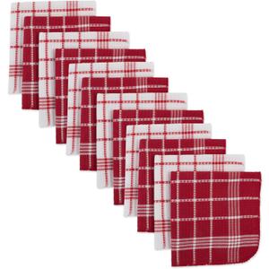 DII Waffle Weave Kitchen Collection, 100% Cotton, Dishcloth Set, Red 12 Piece