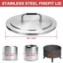Stainless Steel Fire Pit Lid for Solo Stoves Bonfire, Portable Outdoor Fire Pits Round Lid with Heat Resistant Safe Handle, Camping Backyard Stove Cover Lids Accessories for Solo Stove Bonfire 19.5"