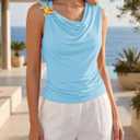 Cicy Bell Womens Going Out Summer Tank Tops Cowl Neck Shirt 2026 Sleeveless Casual Cute Beach Vacation Outfits with Starfish (Blue, M)