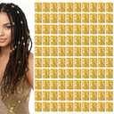 100 PCS Gold Dreadlock Locs Accessories for Hair, Braiding Beads Metal Cuffs Soft Metal Adjustable Braiding Cuffs for Women and Girls, Gold