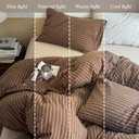 Duvet Cover Set Twin Size Brown Striped Bedding Set for Girls Boys,Modern Back to School Duvet Cover Kids with Zipper Closure and 1 Pillowcase