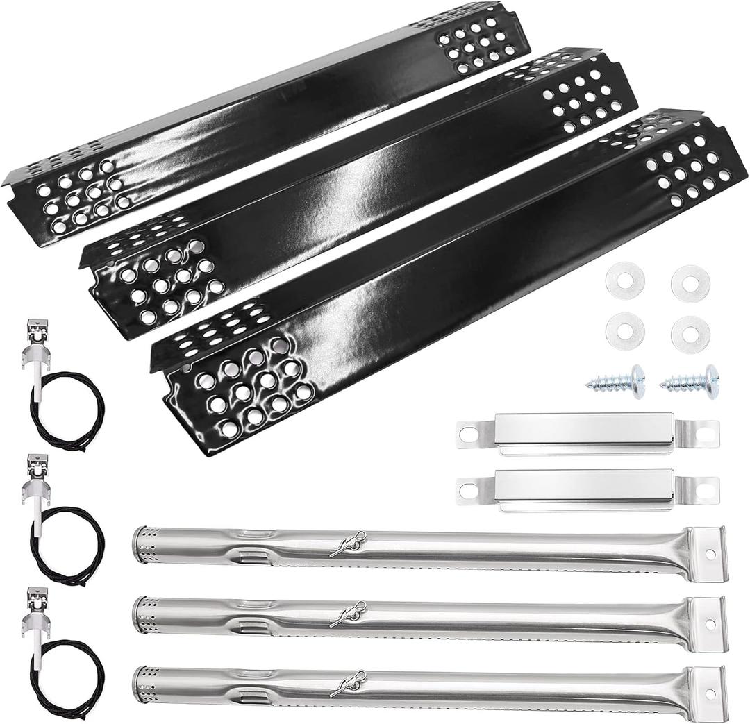 Yiming Grill Replacement Parts for Charbroil 463241313, 463241314, 463241414, 463241013, 463241413 Grill Models. Heat Plate Shields, Grill Burner Tubes, Carryover Tubes and Igniters Replacement Kit.