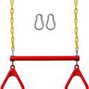 Jungle Gym Kingdom Swing Sets for Backyard, Monkey Bars & Swingset Accessories - Set Includes 18" Trapeze Swing Bar & 48" Heavy Duty Chain with Locking Carabiners - Outdoor Play Equipment (Red)