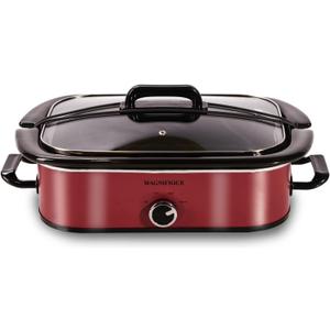 4-Quart Slow Cooker with Casserole Manual Warm Setting - Perfect Kitchen Small Appliance for Family Dinners, Dishwasher Safe Crock, Red