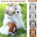 Paw Legend Washable Dogs Diapers Male Dog Belly Bands for Male Dogs Diapers Reusable Puppy & Doggie Diapers Male (4 Pack, Medium)