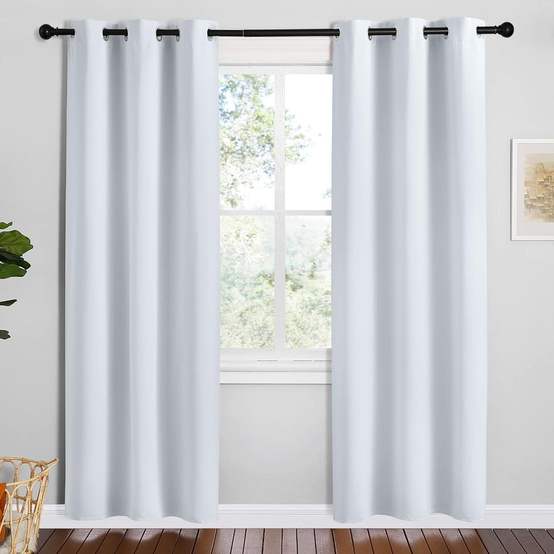 NICETOWN Room Darkening Draperies Curtains Panels, Greyish White, 2 Panels, 42 by 78, Window Treatment Thermal Insulated Grommet Room Darkening Curtains/Drapes for Bedroom