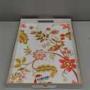 Spsyrine Decorative Serving Tray with Handles, White Lacquered Coffee Table Tray for Ottoman, Rectangle Waterproof Platters for Centerpieces, Parties, Living Room, Kitchen Counter Organization