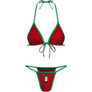 Brazil Mexico Jersey Y2k Halter Bikini Sets Cute 2 Piece Sexy Swimsuit Beach Sets Women Summer, Small
