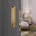 Privacy Pocket Door Lock Hardware,Recessed Sliding Door Handle with Lock,Hidden Door Lock with Door Edge Pull Fit for 1-9/16" to 1 3/4" The Thickness of Wooden Door (Gold)