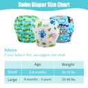 wegreeco Reusable Swim Diapers,Baby & Toddler Snap One Size Adjustable Reusable Baby Swim Diaper (Diving, Ocean, Turtle, Large, 3 Pack)