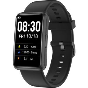 Fitness Tracker No Bluetooth No APP/Phone Required, Fitness Watch for Men Women Parents Pedometer Watch with Sleep Tracker Steps Counter Alarm Clocks IP68 Waterproof (Black)