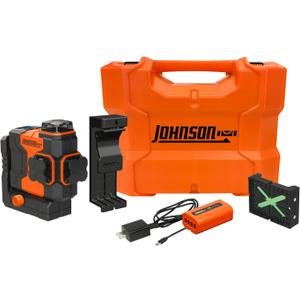 Johnson Level & Tool JLN300-GN3360 Laser Level, Self Leveling, 3x360 Plane Laser with GreenBrite Technology, Magnetic Base, Hard-shell Carry Case, Lithium Ion Battery, Magnetic Target, Track Mount