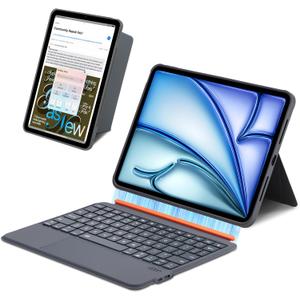 QUARK for iPad 11th/10th Generation Case with Keyboard, 7-Color Backlight, Detachable Keyboard for iPad Air 11-inch M3/M2 & iPad Pro 11 (1st/2nd/3rd/4th) & iPad Air 5/4 with Trackpad (Grey)