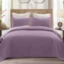 Exclusivo Mezcla Reversible Twin Quilt Bedding Set with 1 Pillow  Sham, Lightweight Quilts Twin Size, Soft Bedspreads Bed Coverlets for All Seasons - (Dusty Lavender, 68"x88"),