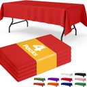 Red Plastic Table Cloth - 4 Pack 54" × 108" Rectangle Disposable Tablecloths for 6FT Tables, Waterproof Table Cover for Party, Holiday & Gathering Use