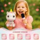 Mini Karaoke Machine for Kids - Unicorn Portable Bluetooth Speakers with 2 Wireless Mic and LED Light, Toddler Karaoke Machine for Girls 3-5 6 8-12 Year Old, Unicorn Birthday Gifts Toys Pink