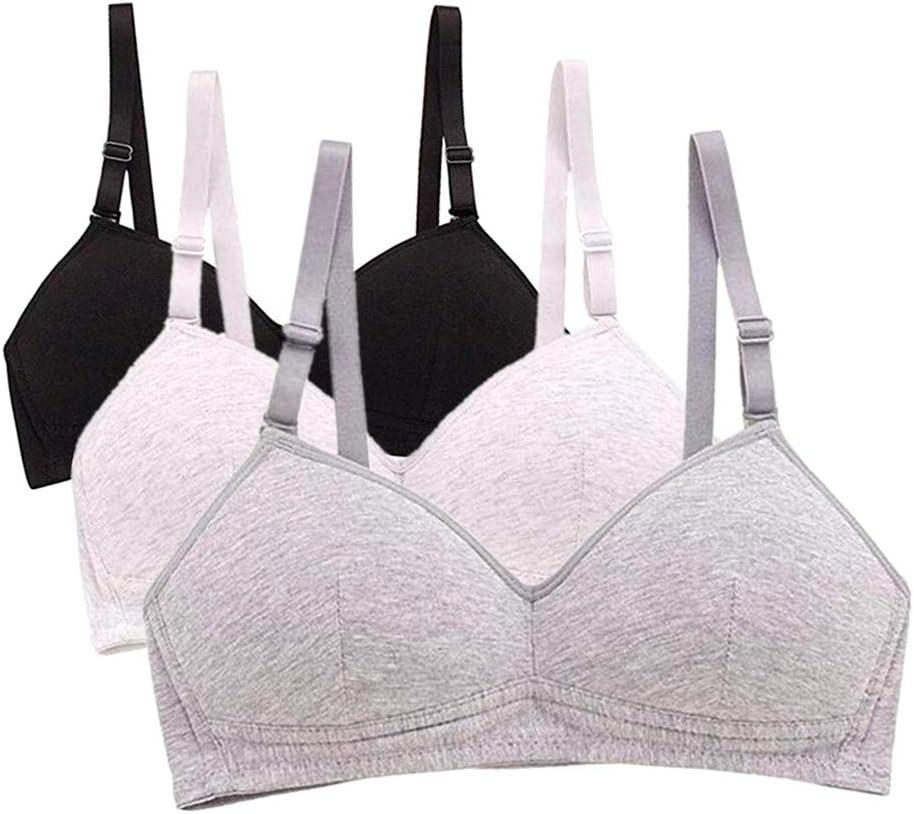 MANJIAMEI Women Teen Girls Thin Cotton Breathable Sports Bra Wire Free Push up Running A-Cup Bra Solid (34, Multicolor)