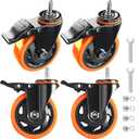 4 Inch Stem Caster Wheels Heavy Duty with Dual Locking 2000Lbs, Threaded Stem Casters 1/2" -13 x 1, Swivel Industrial Casters Set of 4, Wheels for Cart and Furniture, Orange