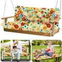 Premium Outdoor Swing Cushions 70x40 inch Waterproof Porch Swing Cushions 2-3 Seater Replacement with Backrest and Ties Swing Cushion for Outdoor Furniture Patio Porch Backyard Garden (Daisy Pattern)
