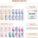 Heyhae Semi Cured Gel Nail Strips | No LED Lamp Needed | Marble, Spring | Easy Apply & Remove, Salon Quality | Includes 28 Strips, 1 Prep Pads, Nail File & Wooden stick - Hey, Love Your Energy