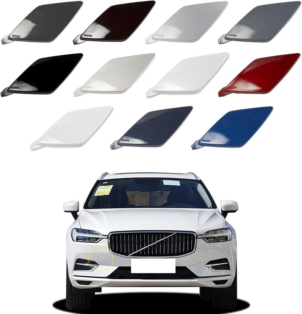 Car Front Bumper Tow Hook Cover Compatible with Volvo XC60 2018 2019 2020 2021 Trailer Cover Cap 39846406 398464065 31425165 Small Lid Towing Eye Cap Agate Black Right Passenger Side