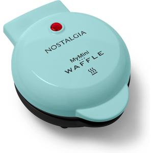 Nostalgia MyMini Personal Electric Waffle Maker, 5-Inch Cooking Surface, Hash browns, French Toast, Grilled Cheese, Quesadilla, Brownies, Cookies, Aqua