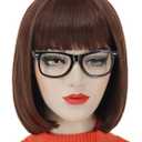 Ruina Brown Velma Wig Short Brown Wigs for Velma Costume Women Girls Straight Brown Bob Wig with Bangs Natural Cute Wigs for Daily Costume Party R021BR