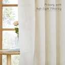NICETOWN Textured Linen Sheer 108 inch Curtains for Living Room, Grommet Privacy Translucent with Light Filter Thick Flax Sheer Drapes for Bedroom, Natural, W55 x L108, 2 Panels