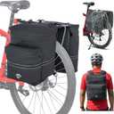 Nomad USA 34L Bicycle Saddlebags Pair XL 2-in-1 Bike Panniers Converts to Backpack Carry Bag Reflective Everyday Scooters Commuters Bike Rear Rack Bag w/Rain Cover for Students,City,Road,Mountains