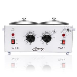Double Wax Warmer Professional Electric Wax Heater Machine for Hair Removal, Dual Waxing Pot Paraffin Facial Skin Body SPA Salon Equipment with Adjustable Temperature Set (White-Double Pot)
