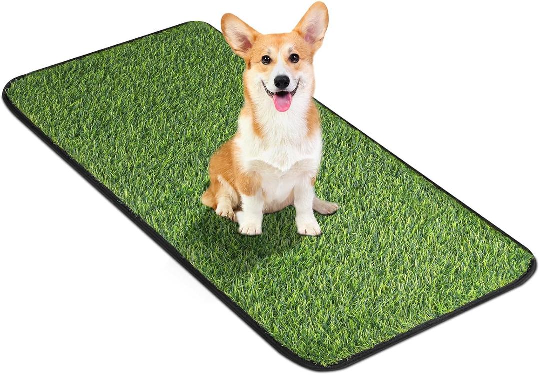 Artificial Grass Mat, Dog Grass Pee Pads, Fake Grass Pad for Pets Potty Training, Soft Grass Rug, Grass Doormat with Drainage Holes, Pet Turf for Indoor Outdoor Use, Washable(15.7''*31.5'')